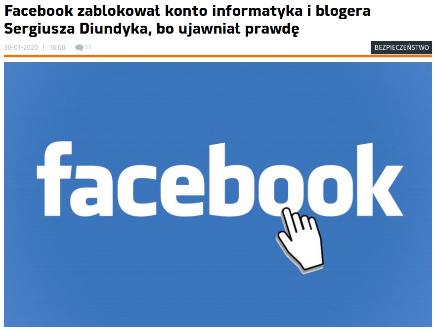 Jak Facebook zbanował niewygodnego autora Jak Facebook zbanował niewygodnego autora
