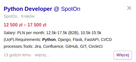 Praca dla programisty Python