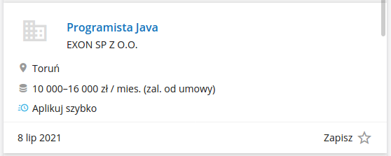 Praca dla programisty Java
