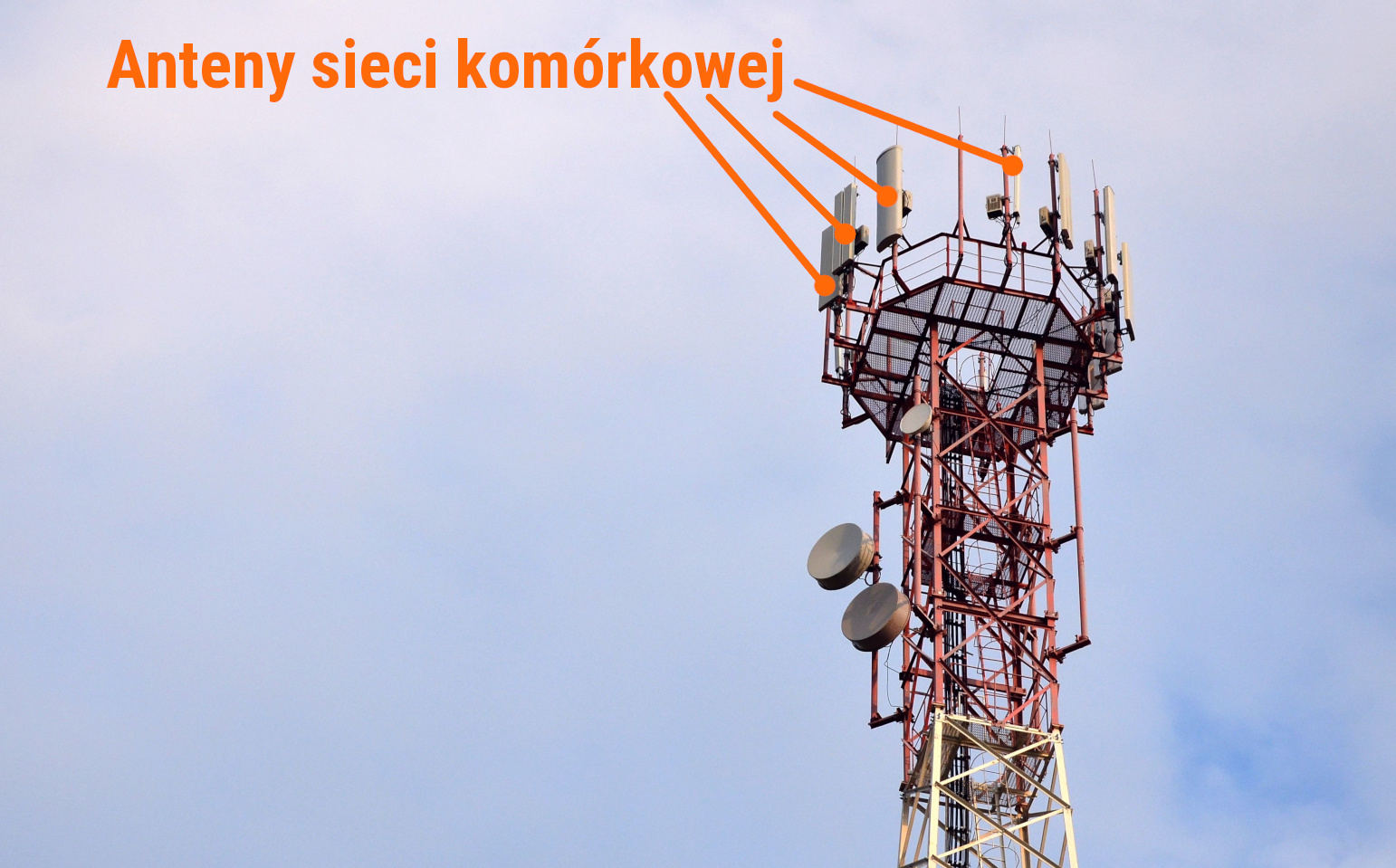 Anteny sieci GSM na zamontowane na wieży